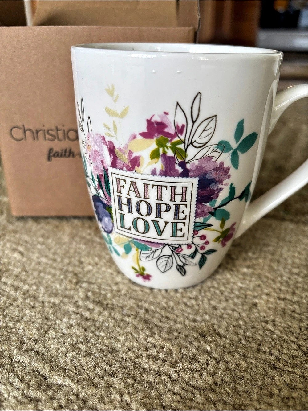 NWT Faith Hope Love Floral Mug - Picture 4 of 7